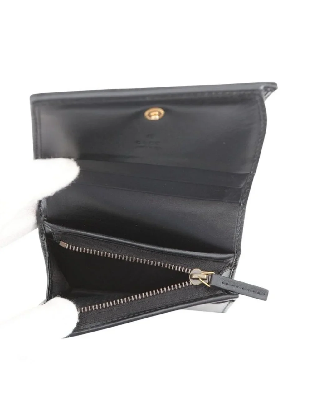 ★SOLD★ Gucci Bifold Wallet GG Marmont Compact Leather Double Black - Picture 6 of 10